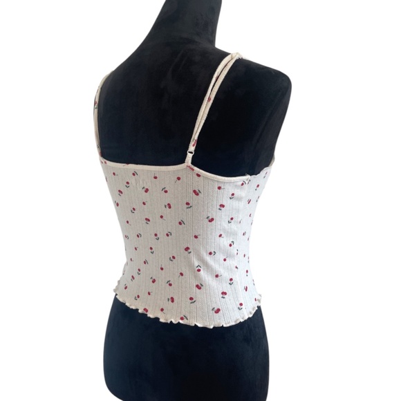 Cherry Print Cami with Ruffled Edges & Adjustable Straps - Picture 4 of 5